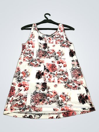 Weißes ärmelloses Kleid mit floralem Muster