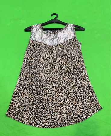 Chic Girl Leopardenmuster Kleid mit Spitzenverzierungen