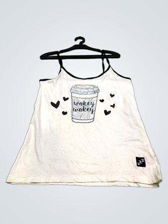 Weiße Trägerbluse mit "Wakey Wakey" Grafik