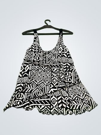 Misope Schwarz und Weiß Geometrischer Druck Kleid
