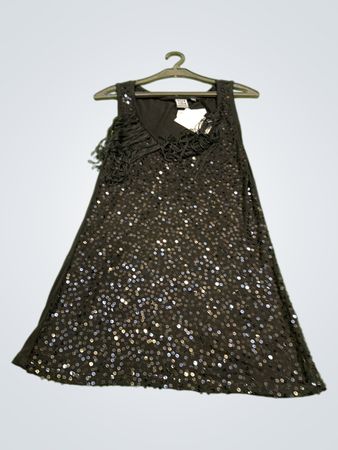 Walk and Talk Schwarzes Pailletten-Fransen-Kleid