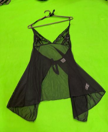 Vintage Vanguard Schwarze Spitzen-Halter-Babydoll