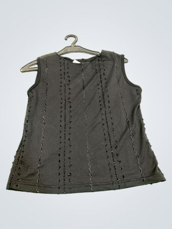 Vintage Vanguard Schwarzes Ärmelloses Perlenoberteil