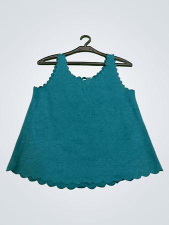 Geteilter Teal Wellen-Ärmel Tanktop