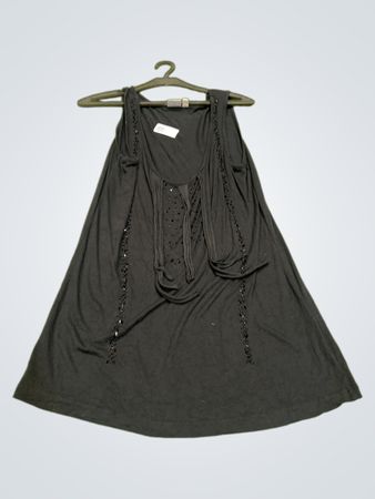 Esprit Schwarzes Ärmelloses Verziertes Kleid