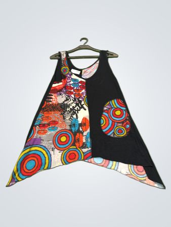 Vintage Vanguard Asymmetrisches Grafikdruck Tanktop
