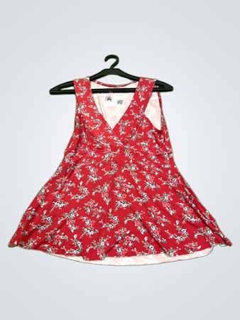 Deb Red Floral V-Ausschnitt Ärmelloses Mini-Kleid