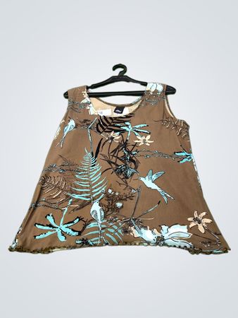 S.Oliver Selection Ärmelloses Braunes Floralprint-Top