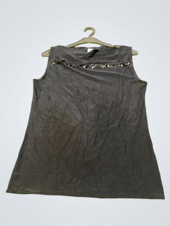 Schwarzes ärmelloses Oberteil mit Pailletten