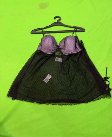 Oysho Black Mesh Babydoll