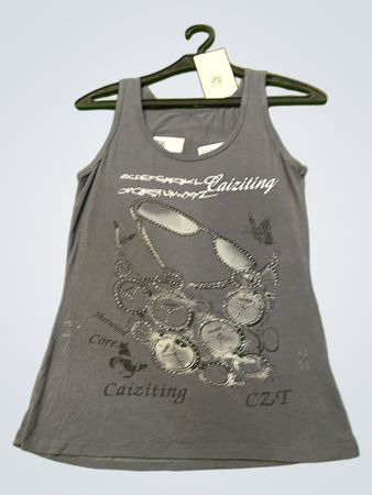 Caiziting Damen Tanktop mit Sonnenbrillen- und Uhrenmotiv