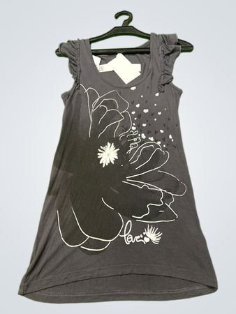 Mädchen Grau Blumenmuster Kleid