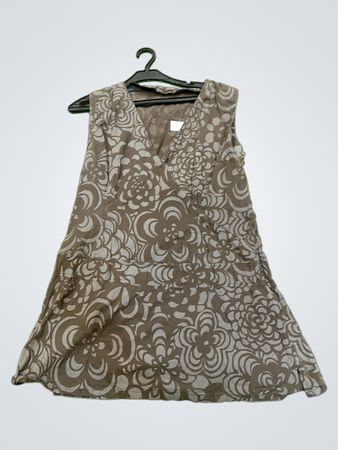 Braunes Blumendruck ärmelloses Kleid