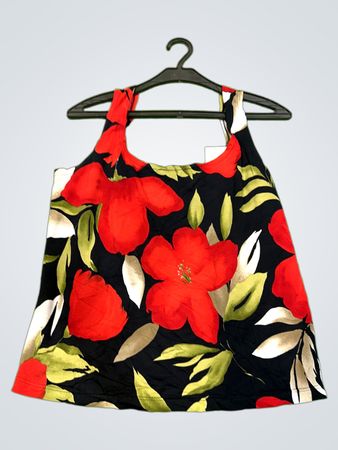 Schwarzes Blumen-Trägershirt
