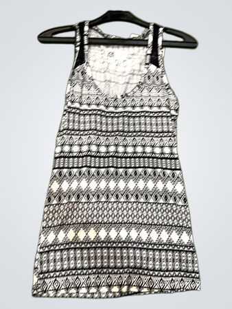 TEZENO Black and White Tribal Print Tank Top
