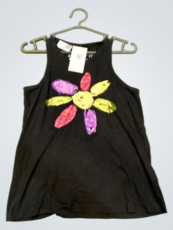 Desigual Basic Black Floral Tank Top