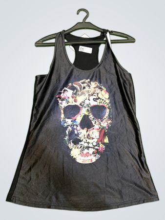 Vintage Vanguard Schwarzes Tanktop mit Totenkopf-Graphic