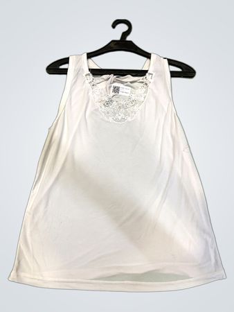 Weißes Tanktop mit Spitzenrand