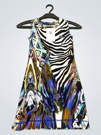 „Ärmelloses Kleid mit abstraktem und Zebra-Print“