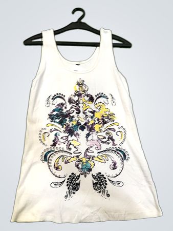 Weißes Tanktop mit floralem Design