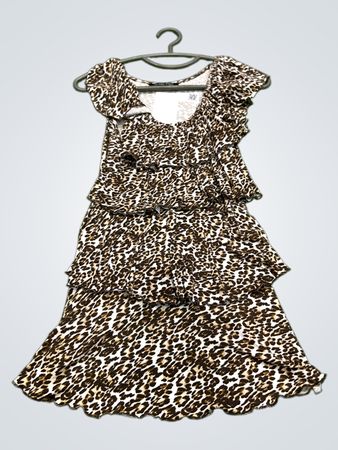 BLIND DATE Frauen Leopardenmuster Schichten Rüschenkleid Größe 38