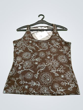 Braunes Tanktop mit floralem Muster
