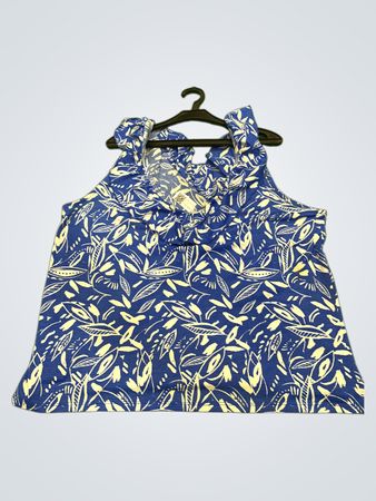 Vintage Vanguard Blau- und Weiße Blumenmuster Ärmelloses Top