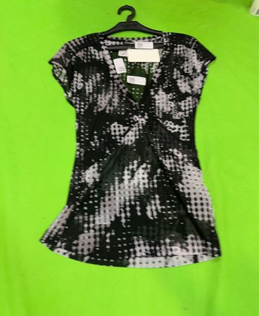 MEXX Damen Schwarz & Weiß Grafikdruck V-Ausschnitt Top