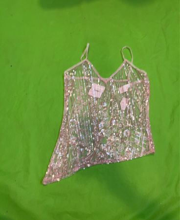 Upcycled Pink Sequin Cami Top