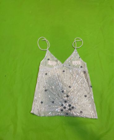 Upcycled White Sequin Cami Top