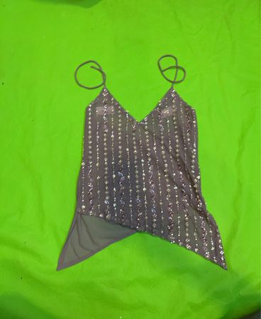 Upcycled Sequin Embellished Asymmetrical Tank Top