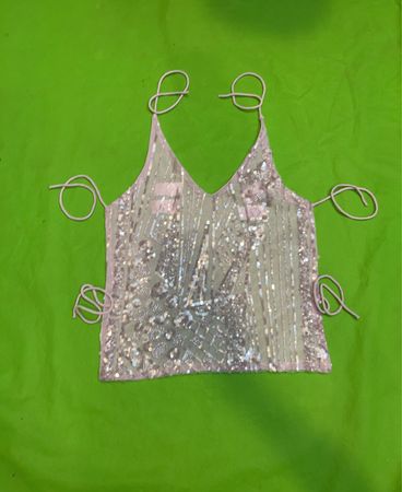 Upcycled Sequin Cami Top with Ties