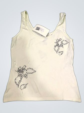 ELSA LANDRI Weißes Tanktop mit Schmetterlingsverzierungen