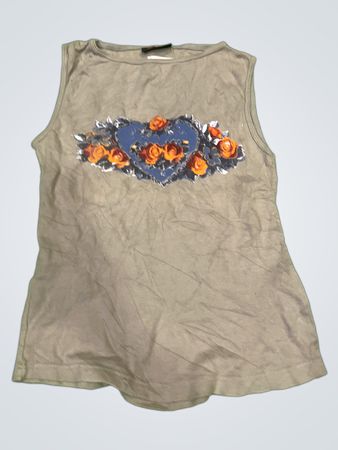 Serenade Damen graues Tanktop mit Herz- und Rosengrafik