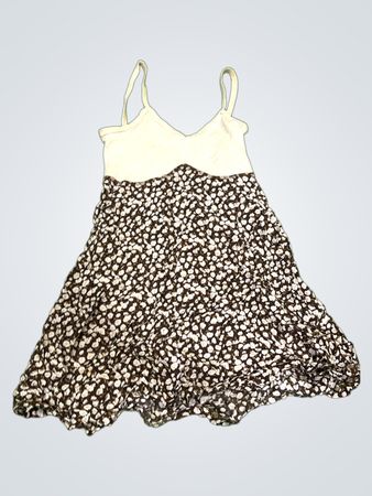 Blumendruckkleid mit cremefarbenem Oberteil