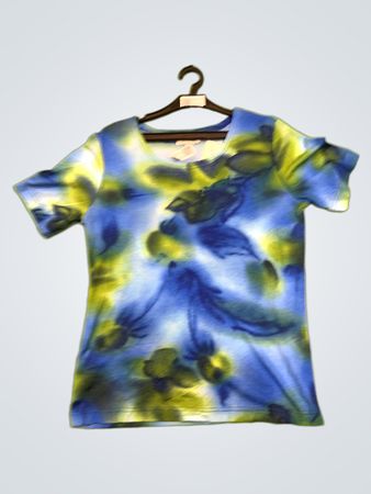 JOY Damen Blau Batik T-Shirt mit kurzen Ärmeln Größe 42