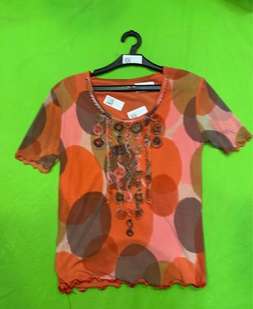 Vintage Vanguard Orange Sheer Polka Dot Top