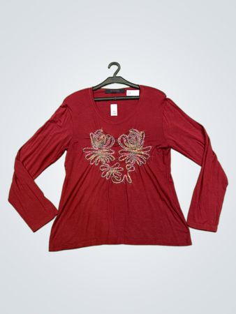 EVALINKA Damen Langarm-T-Shirt mit floralem Design