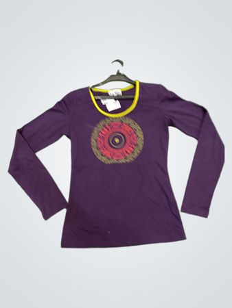KEawa Lila Langarmshirt mit kreisförmigem Grafikdesign