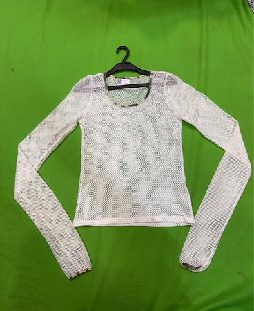 Vintage Vanguard Weißes Netz Langarmoberteil