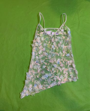 Upcycled Sheer Floral Embellished Camisole