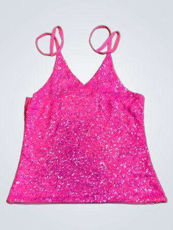 Upcycled Pink Sequin Tank Top