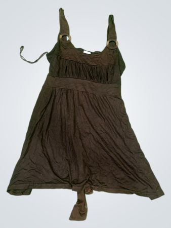 Camalen Damen Braun Ärmelloses Kleid mit Taillengürtel