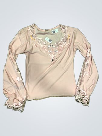 Rosa Bluse mit Spitzen-Detail