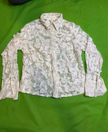 Vintage Vanguard Weißes Spitzenhemd mit Knöpfen