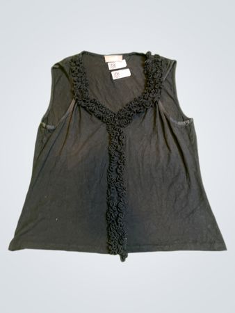 Wallis Schwarzes ärmelloses Top mit Rüschendetail