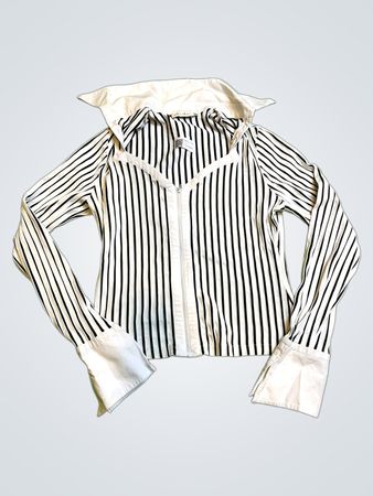 Blanc Nature gestreiftes Zip-Up-Hemd mit Bündchen