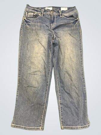 Style & Co Premium Jeans Damen Größe 6 blaue Denim Caprihosen mit verzierten Taschen