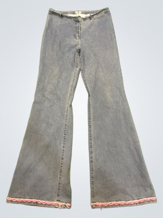 Cool Cat Damen-Jeans mit Schlag und rosa Besatz