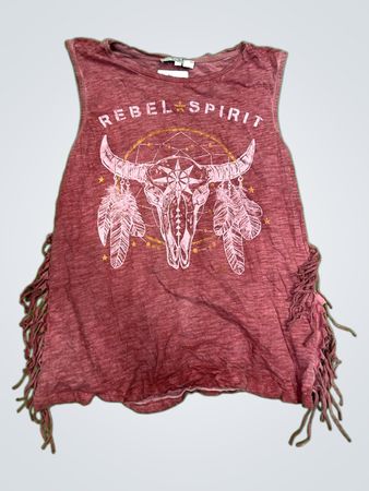 Rebel Spirit Grafik-T-Shirt mit Fransen